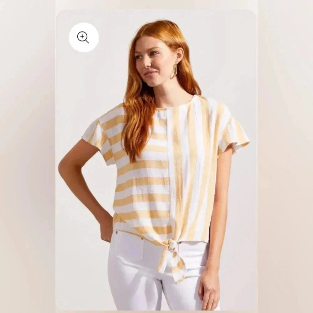 Tribal Jeans |  Linen Blend Front Tie Top